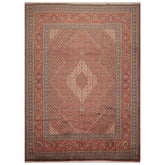 9x12 Coral, Ivory, Rose Color Hand Knotted All-Over 100% Wool Traditional Oriental Rug